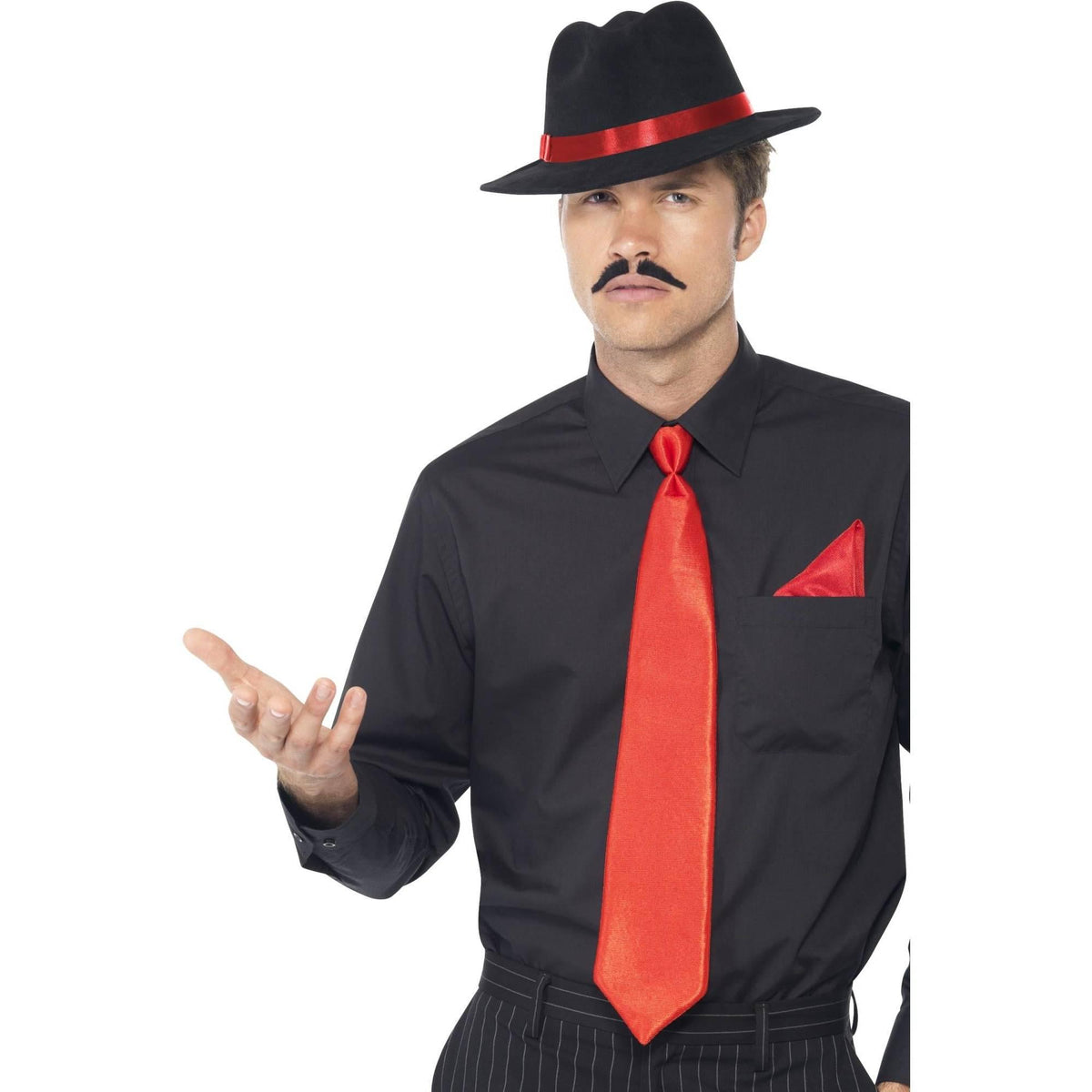 Red-Black - Back - Smiffys Mens Gangster Costume Prop Set
