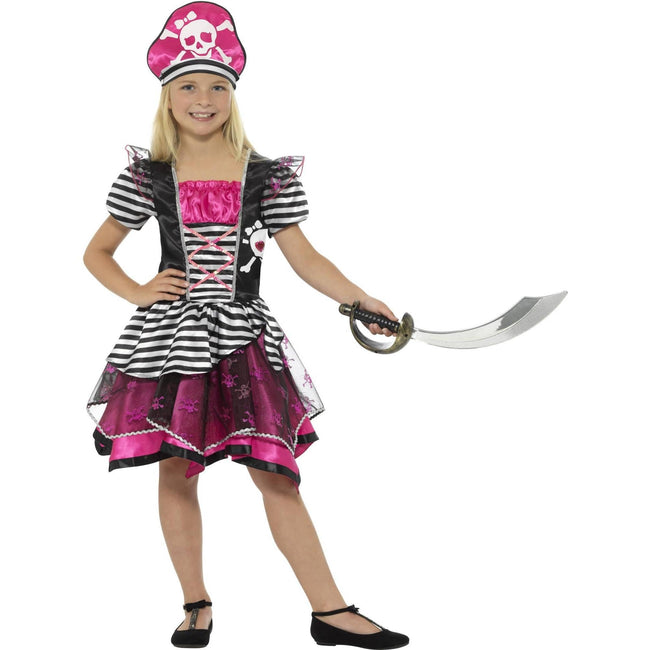 Black-Pink - Back - Smiffys Girls Perfect Pirate Costume Set