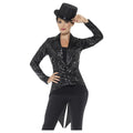 Black - Front - Smiffys Womens-Ladies Sequins Costume Tailcoat