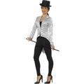 Silver - Back - Smiffys Womens-Ladies Sequins Costume Tailcoat