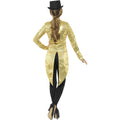 Gold - Side - Smiffys Womens-Ladies Sequins Costume Tailcoat