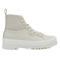 Light Beige Eggshell-Avorio - Side - Superga Womens-Ladies 2644 Alpina Knitted Nappa Leather High Tops