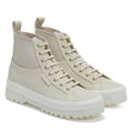 Light Beige Eggshell-Avorio - Front - Superga Womens-Ladies 2644 Alpina Knitted Nappa Leather High Tops