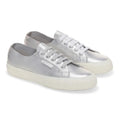 Grey Silver-Avorio - Front - Superga Womens-Ladies 2750 Nappa Leather Trainers