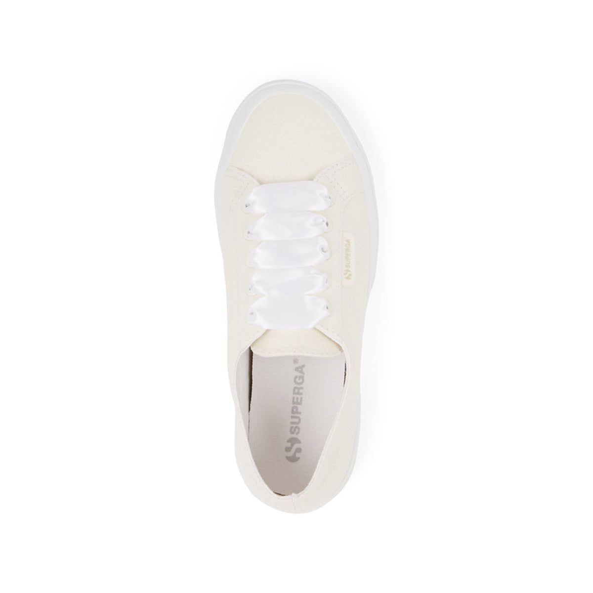 White - Side - Superga Womens-Ladies 2750 Iridescent Glitter Trainers