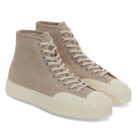 Light Yellow-Off White - Front - Superga Unisex Adult 2433 Csv Salt Pepper High Tops