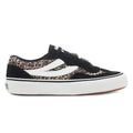 Black-White - Side - Superga Womens-Ladies 2941 Revolley Leopard Print Suede Trainers