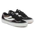 Black-White - Front - Superga Womens-Ladies 2941 Revolley Leopard Print Suede Trainers