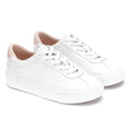White-Pink Skin - Front - Superga Childrens-Kids 2843 Club S Vegan Leather Trainers