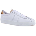 White-Light Brown - Front - Superga Womens-Ladies 2843 Sport Club S Leather Calf Hair Trainers