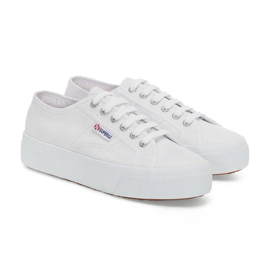 White - Front - Superga Womens-Ladies 2740 Lace Up Platforms