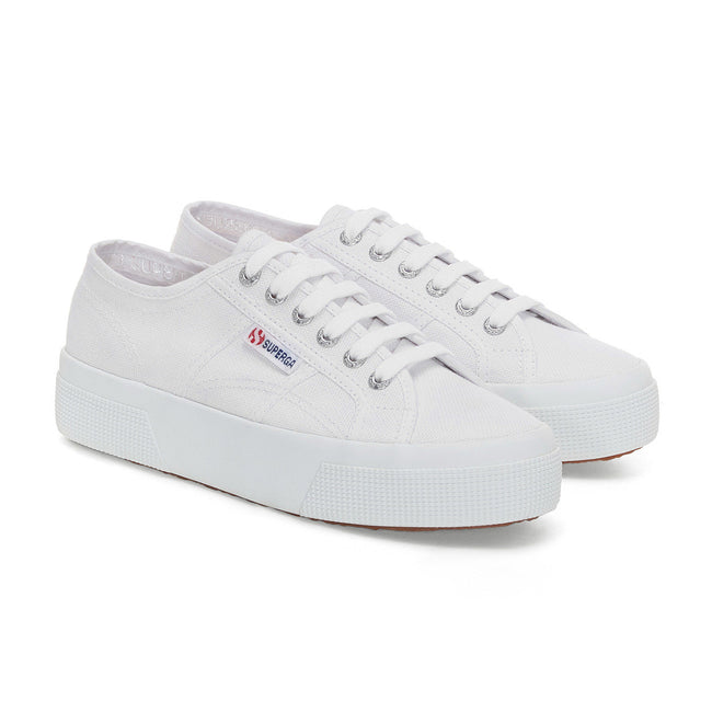 White - Front - Superga Womens-Ladies 2740 Lace Up Platforms