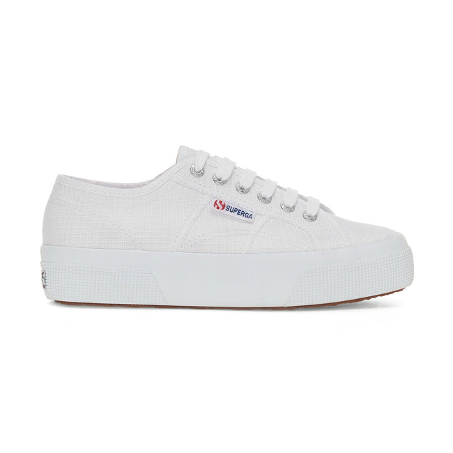 White - Side - Superga Womens-Ladies 2740 Lace Up Platforms