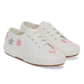White Avorio-Multicoloured - Front - Superga Childrens-Kids 2750 Flowers Terrycloth Trainers