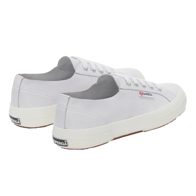 Optical White-Silver-Avorio - Side - Superga Womens-Ladies 2750 Nappa Leather Trainers