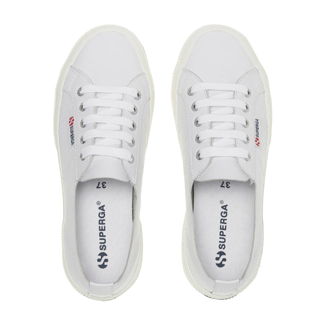 Optical White-Silver-Avorio - Lifestyle - Superga Womens-Ladies 2750 Nappa Leather Trainers