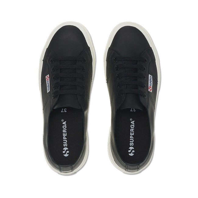 Black-Avorio - Lifestyle - Superga Womens-Ladies 2750 Nappa Leather Trainers