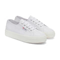 Optical White-Silver-Avorio - Front - Superga Womens-Ladies 2730 Nappa Leather Lace Up Trainers