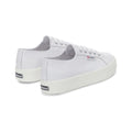Optical White-Silver-Avorio - Back - Superga Womens-Ladies 2730 Nappa Leather Lace Up Trainers