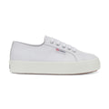 Optical White-Silver-Avorio - Side - Superga Womens-Ladies 2730 Nappa Leather Lace Up Trainers
