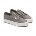 Grey Bluish-Avorio - Front - Superga Womens-Ladies 2730 Nappa Leather Lace Up Trainers
