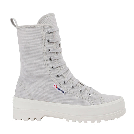 Grey Silver-Avorio - Front - Superga Womens-Ladies 2641 Alpina High Tops