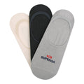 Black-Grey-Beige - Front - Superga Womens-Ladies No Show Socks (Pack of 3)