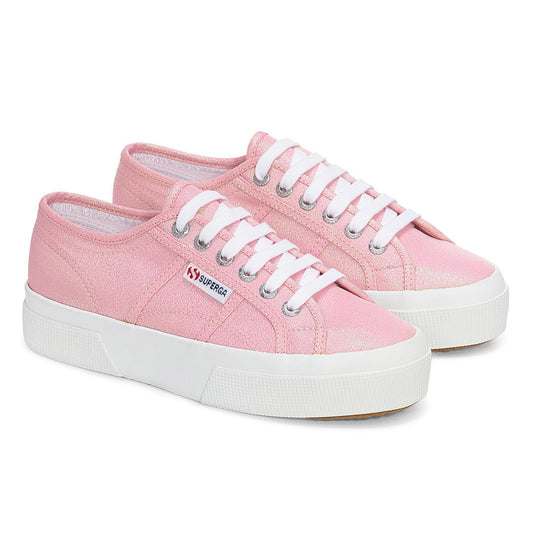 Pink Begonia Iridescent - Front - Superga Womens-Ladies 2740 Lame Platform Trainers