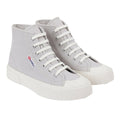 Grey Silver-Avorio - Front - Superga Womens-Ladies 2696 Stripe High Tops