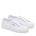 White - Front - Superga Womens-Ladies 3750 Rouched Jersey Lightweight Trainers