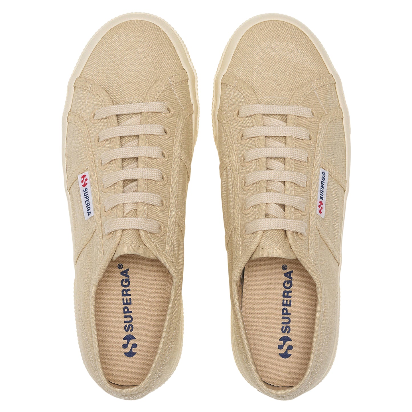 Beige-Off White - Pack Shot - Superga Unisex Adult 2740 Linen Platform Trainers