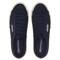 Navy Blue-Off White - Pack Shot - Superga Unisex Adult 2740 Linen Platform Trainers