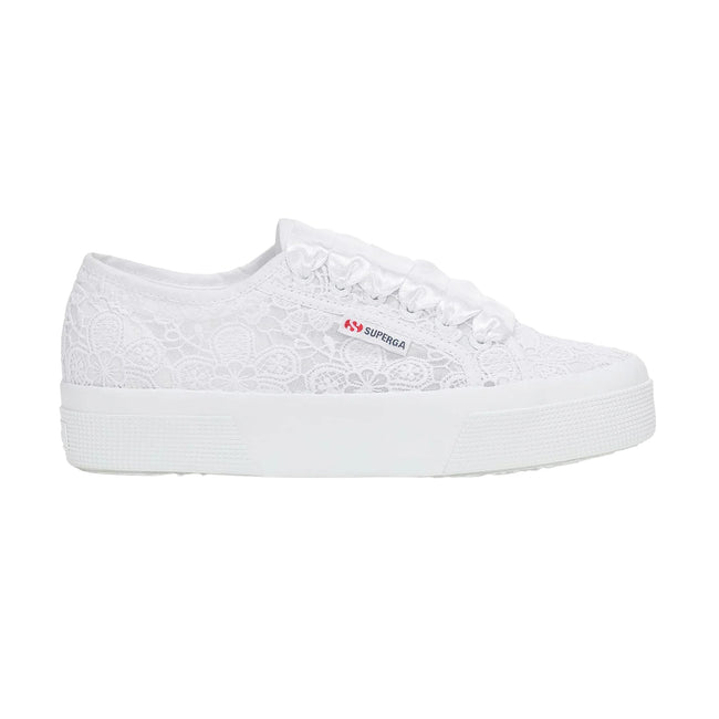Total White - Lifestyle - Superga Womens-Ladies 2740 Flower Macrame Trainers