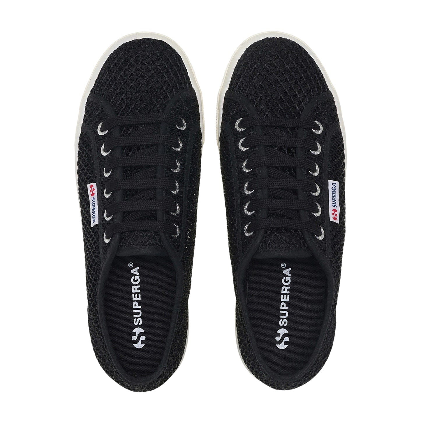 Black-White - Pack Shot - Superga Womens-Ladies 2790 Mesh Trainers