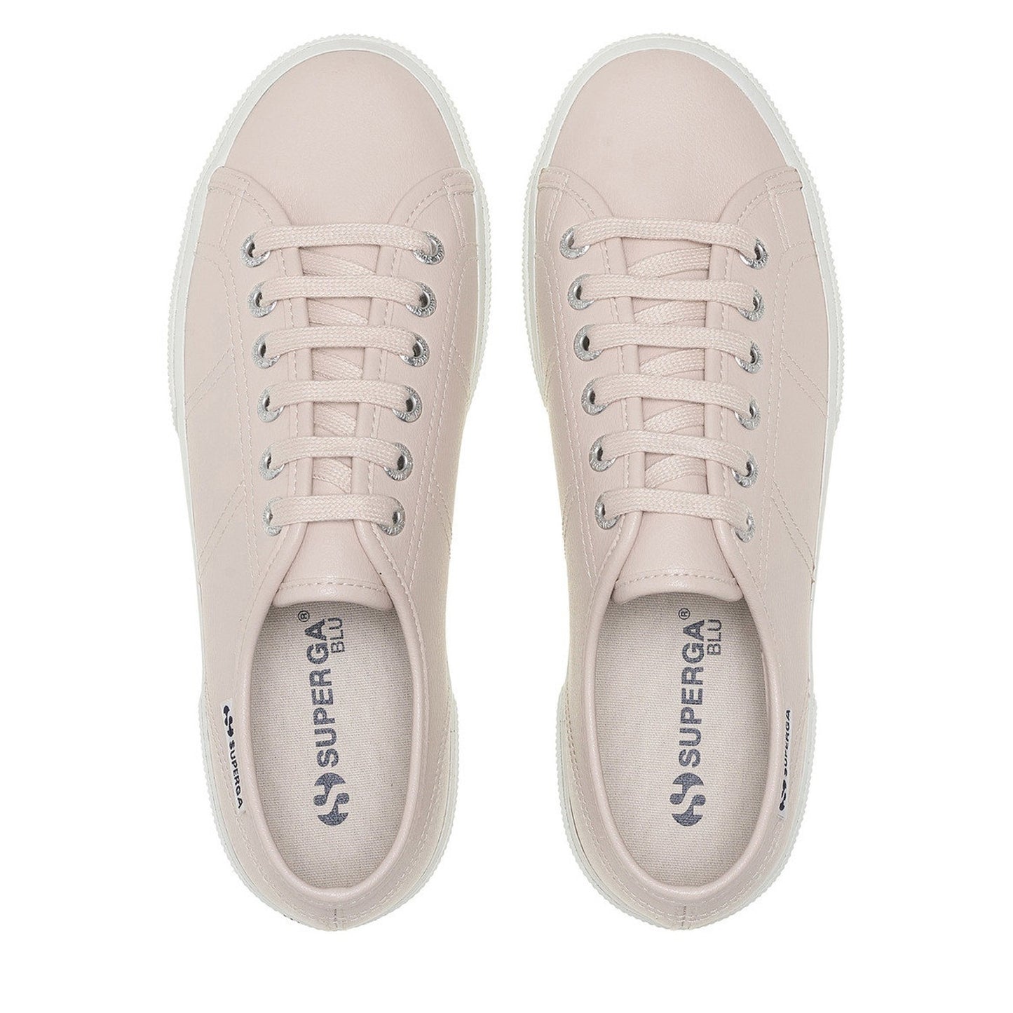 Beige-Crystal - Pack Shot - Superga Womens-Ladies 3740 Leggera Vegan Tumbled Platform Trainers