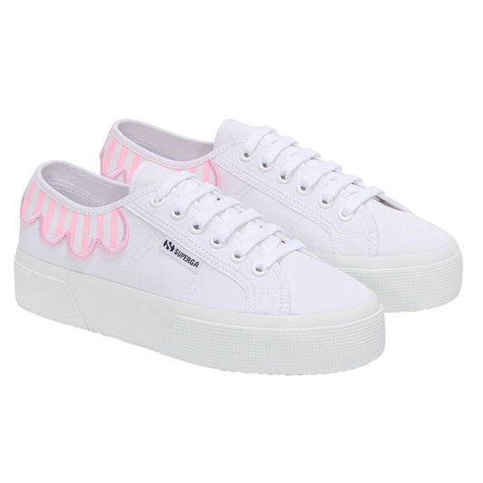 Pink Nosegay-White - Front - Superga Unisex Adult 3740 Leggera Umbrella Platform Trainers