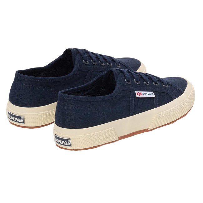 Navy Blue-Off White - Back - Superga Unisex Adult 2750 Linen Trainers