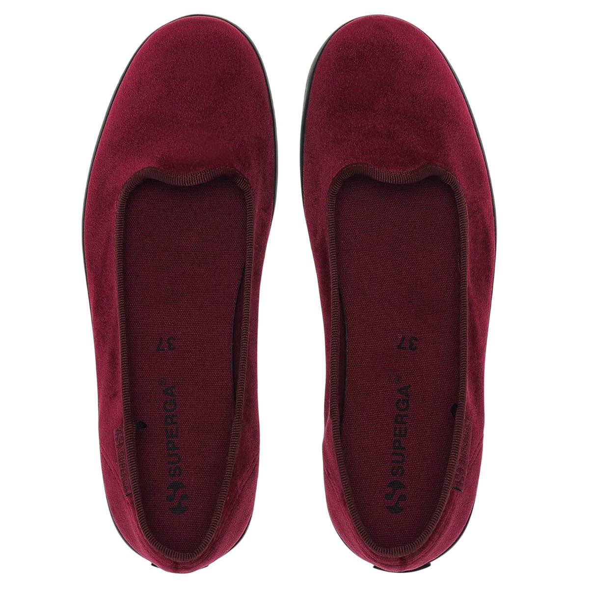 Red Bordeaux - Lifestyle - Superga Womens-Ladies 2441 Velvet Ballerina Flats