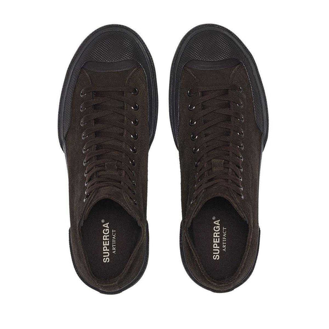 Coffee - Side - Superga Mens 2433 Works Flesh Out Suede High Top Trainers