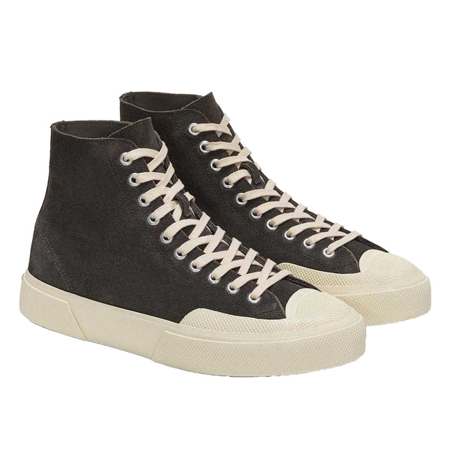 Volcano Grey-Off White - Front - Superga Mens 2433 Works Flesh Out Suede High Top Trainers