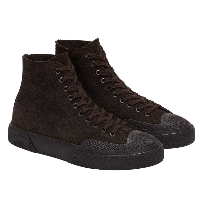 Coffee - Front - Superga Mens 2433 Works Flesh Out Suede High Top Trainers