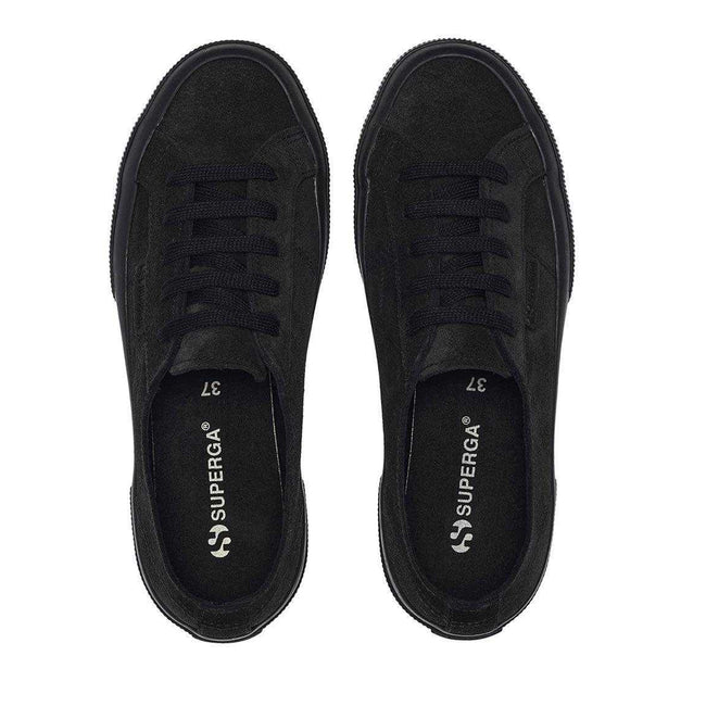 Full Black - Side - Superga Womens-Ladies Flesh Out Suede Trainers