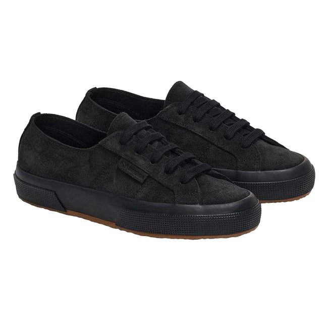 Full Black - Front - Superga Womens-Ladies Flesh Out Suede Trainers