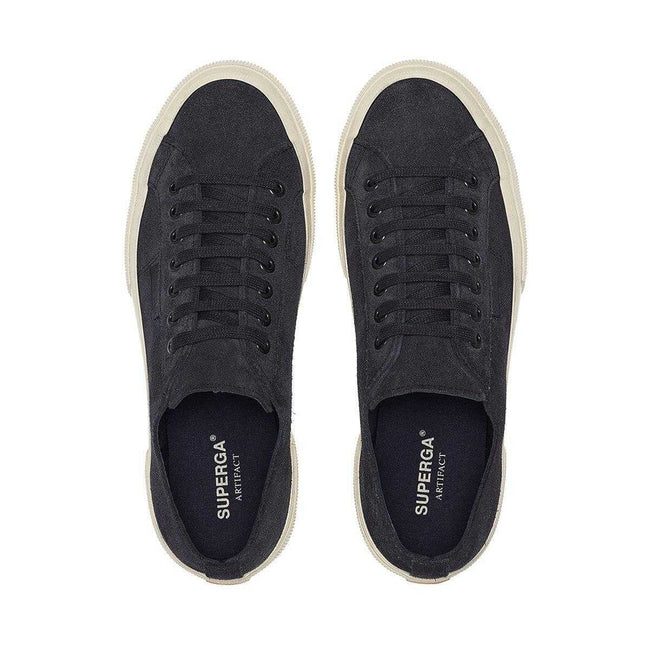 Navy-Off White - Side - Superga Unisex Adult OG Flesh Out Suede Trainers
