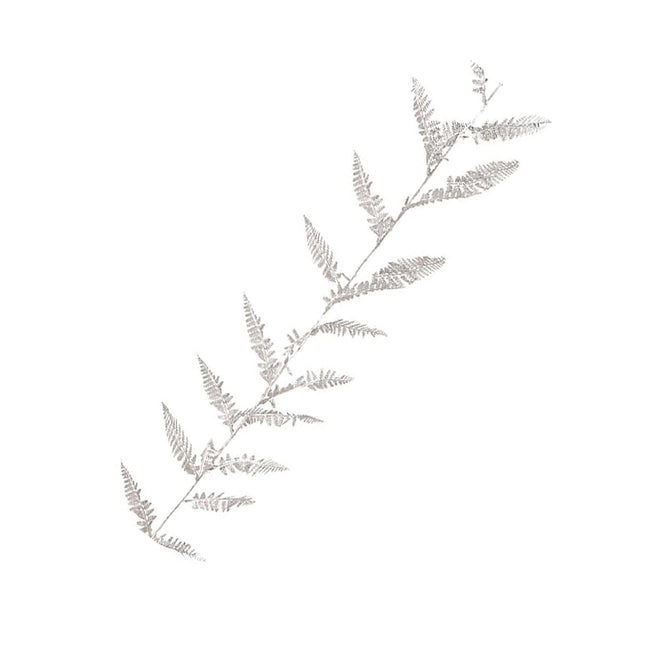 Silver - Back - Premier Glitter Fern Leaf Garland