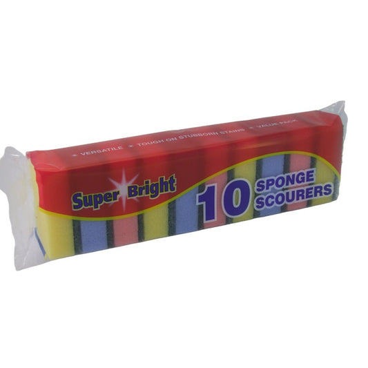 Multicoloured - Front - Superbright Sponge Scourers (Pack of 10)