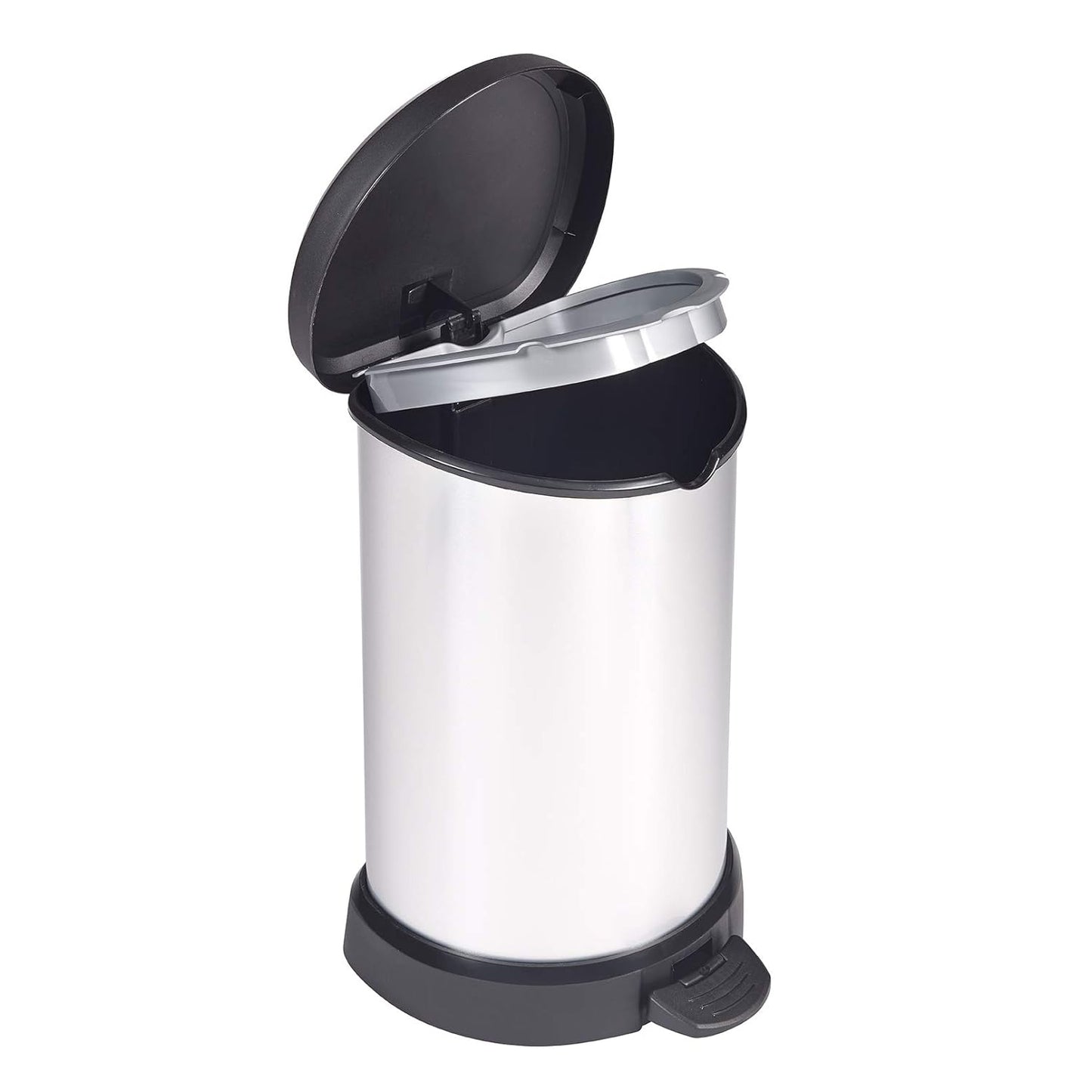 Black-Silver - Side - Curver Deco 20L Pedal Bin