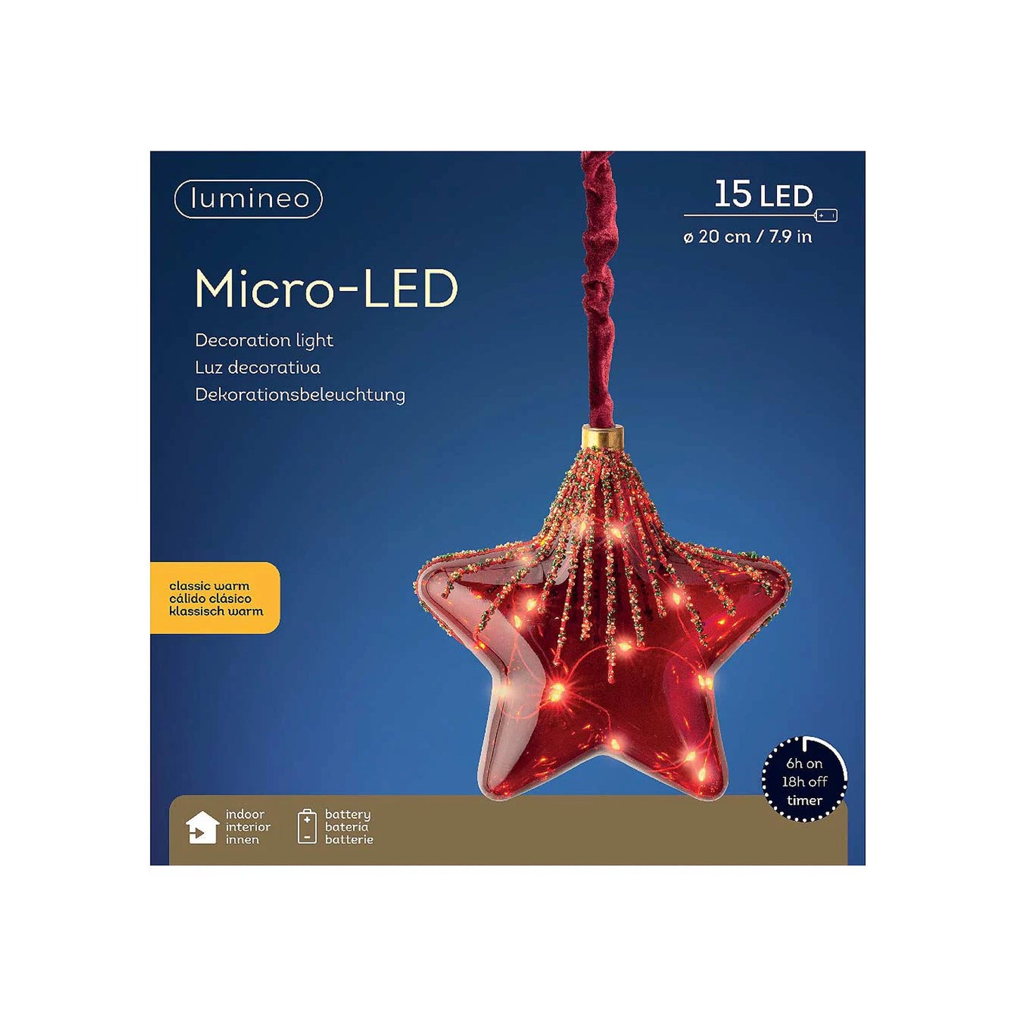 Red - Back - Lumineo Star Christmas Christmas Decoration