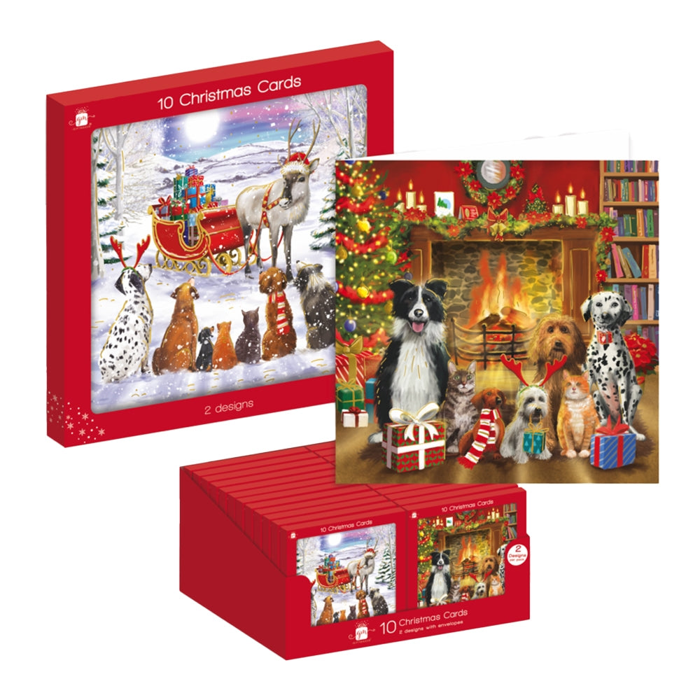 Multicoloured - Back - IG Design Square Pets Christmas Greetings Card (Pack of 10)