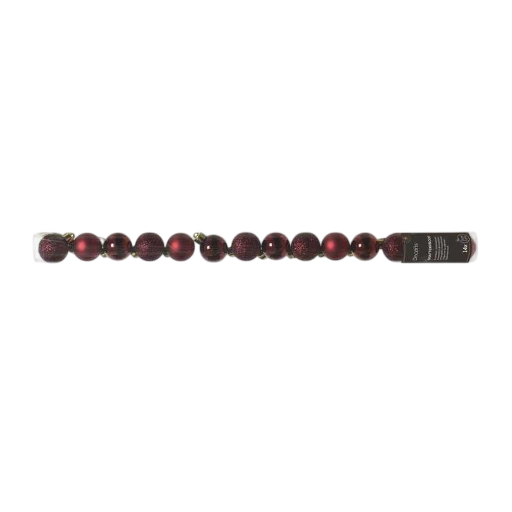 Dark Red - Back - Kaemingk Small Christmas Bauble (Pack of 14)